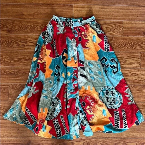 Suttles & Seawinds Colorful Geometric Patterned Skirt - Picture 1 of 3